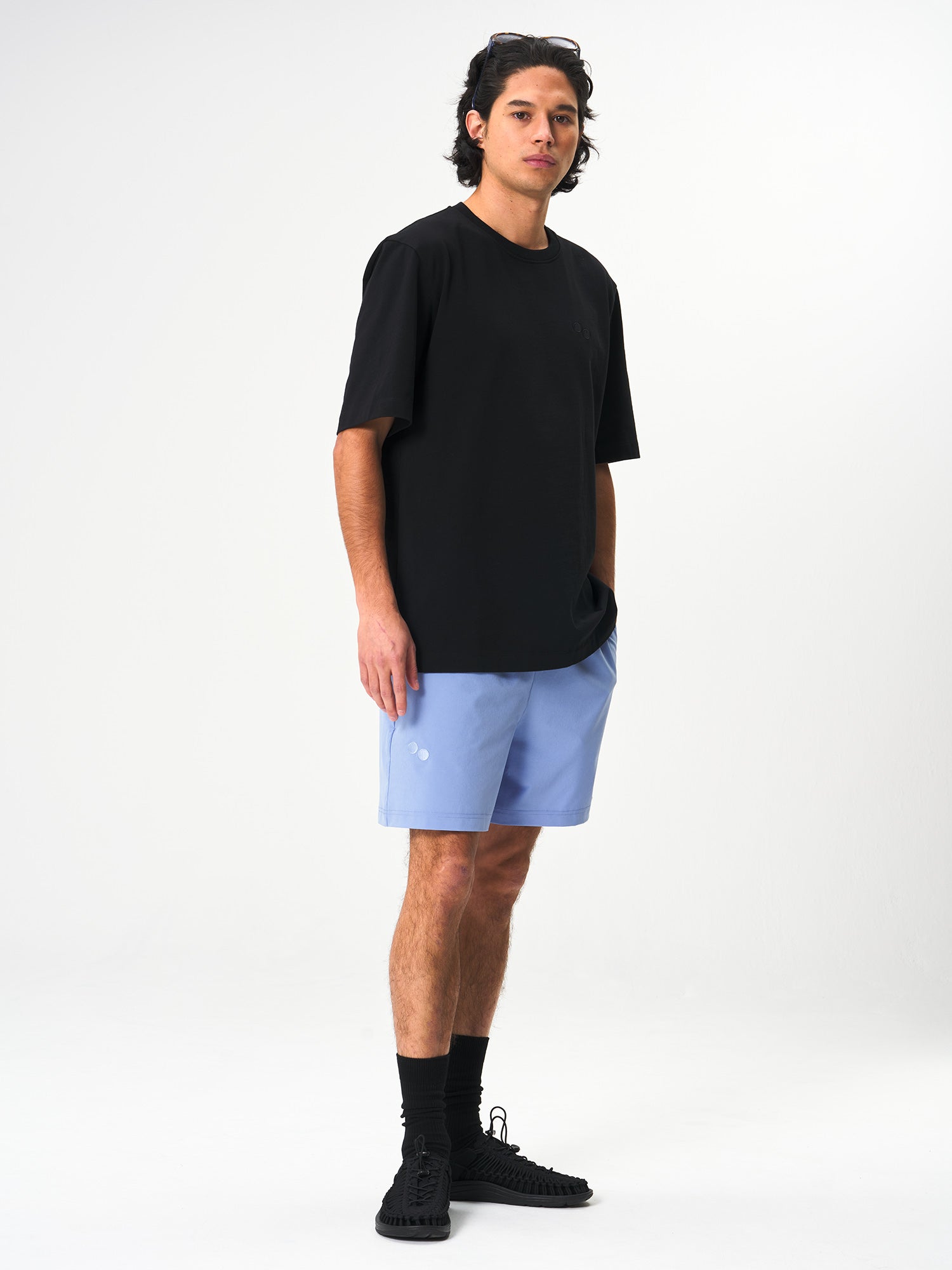 pinqponq-Active-Shorts-Pool-Blue-model-front