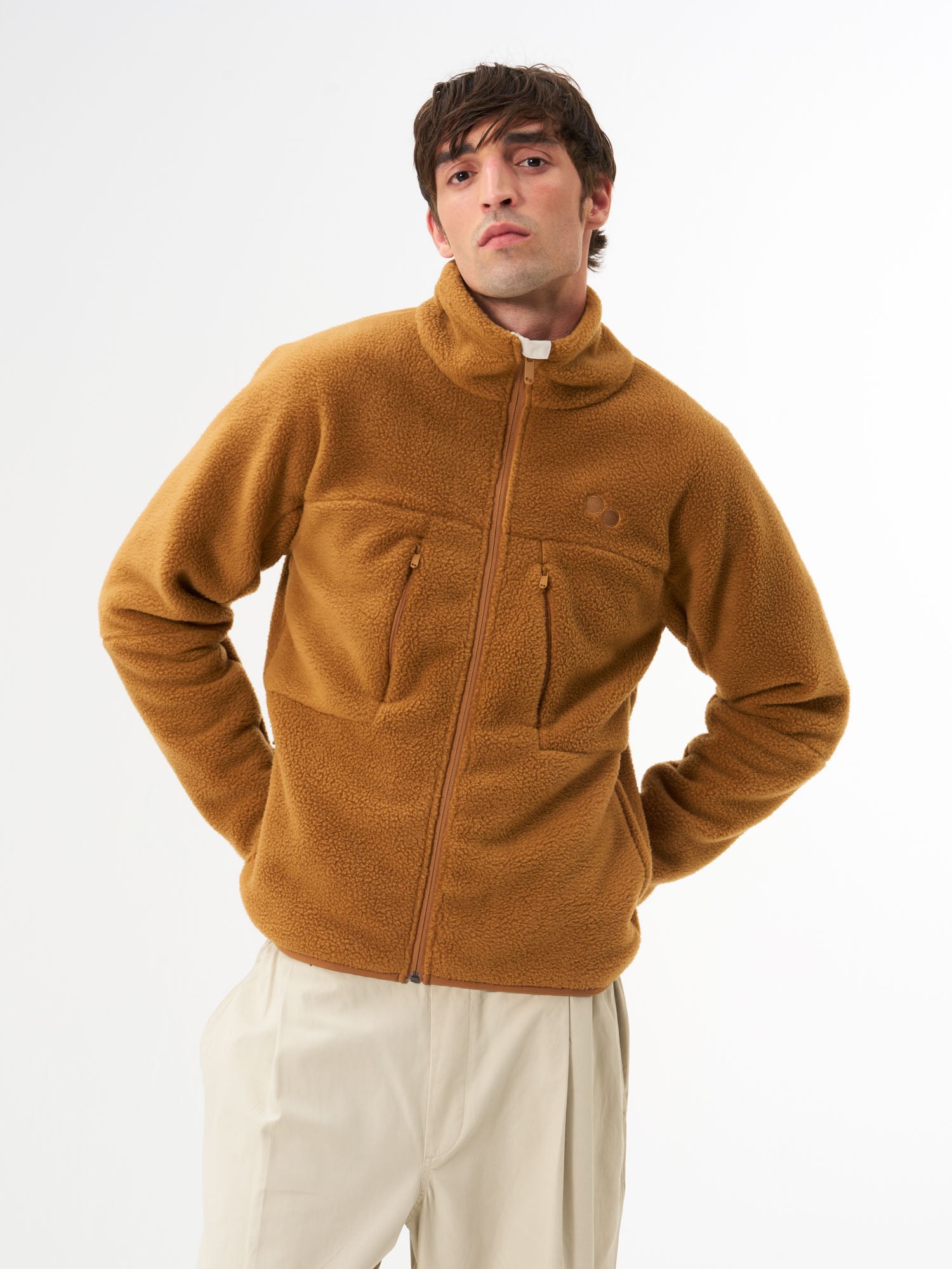 pinqponq-Fleece-Jacket-Men-Ginger-Biscuit-model-front