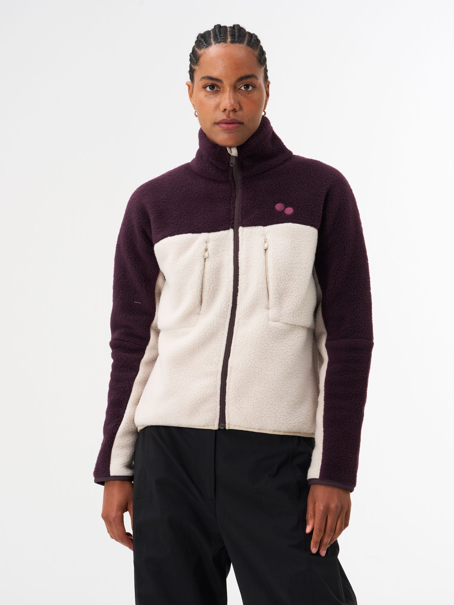 pinqponq-Fleece-Jacket-Women-Tune-Plum-model-front