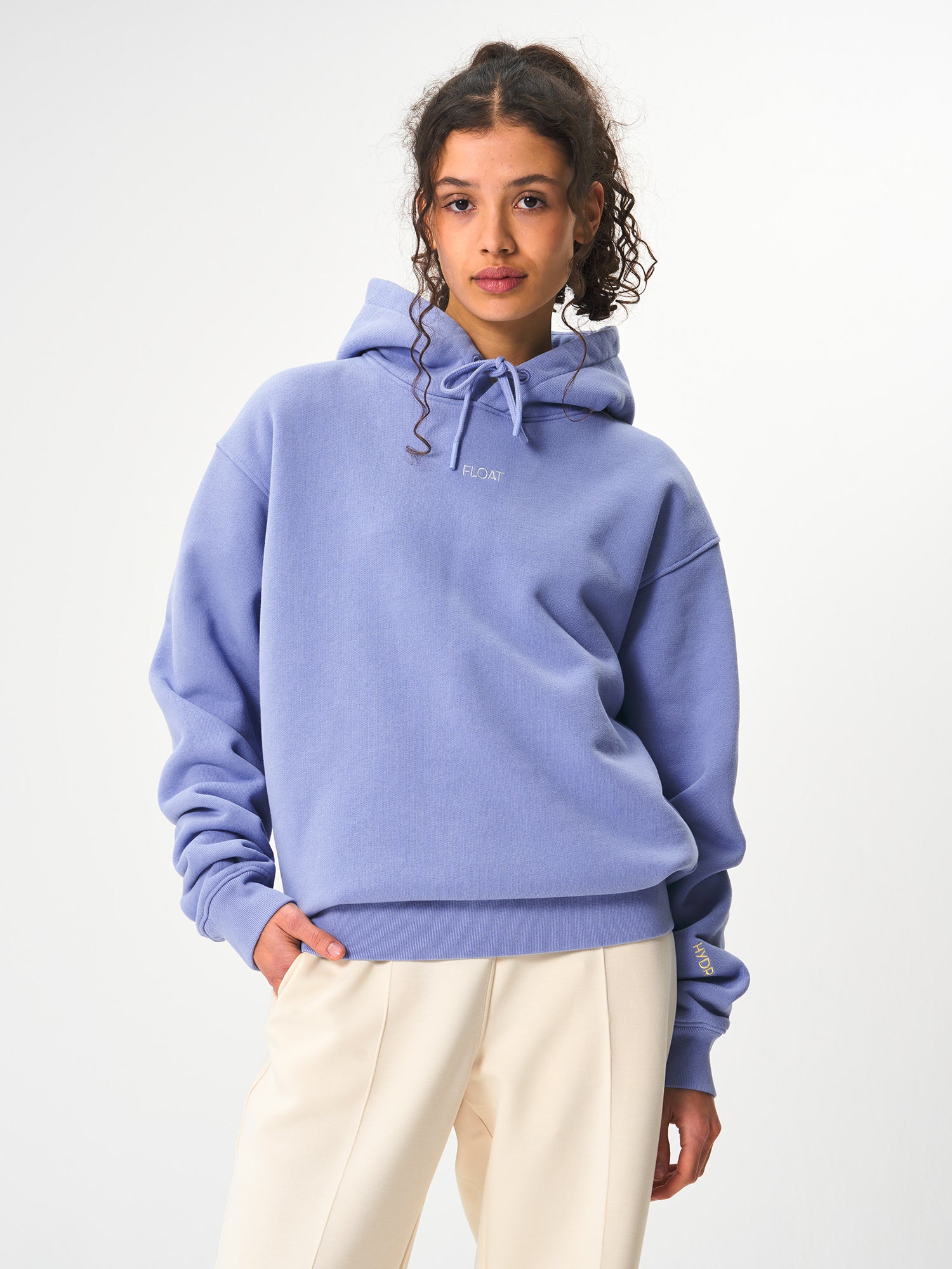 pinqponq-Hoodie-Unisex-Pool-Blue-model-front