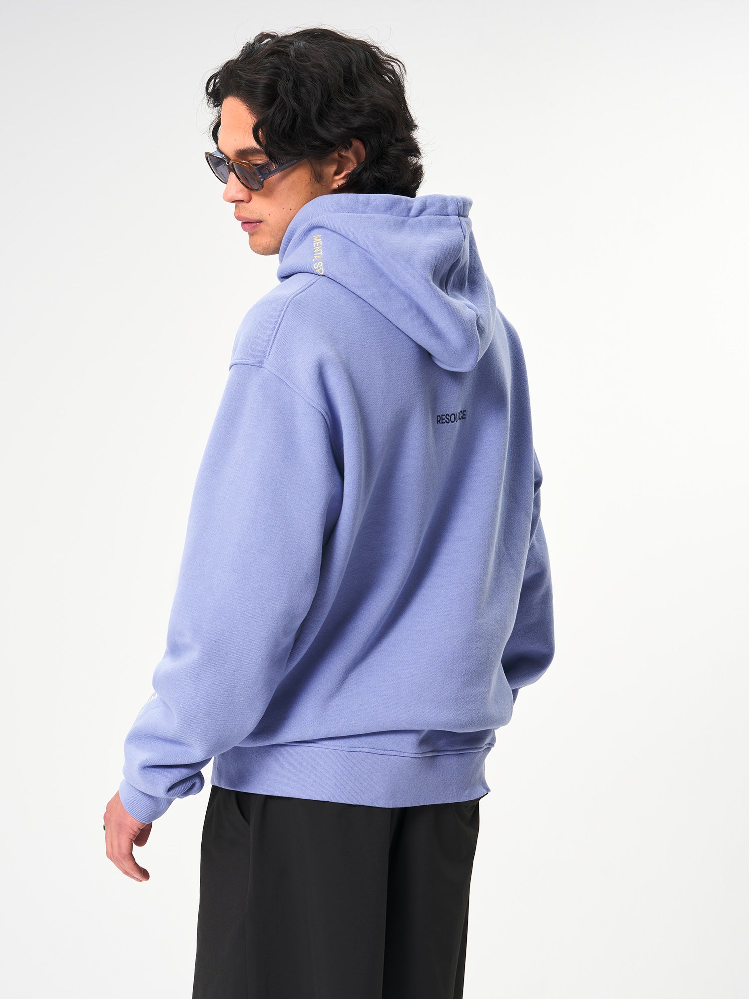 pinqponq-Hoodie-Unisex-Pool-Blue-model-side-detail