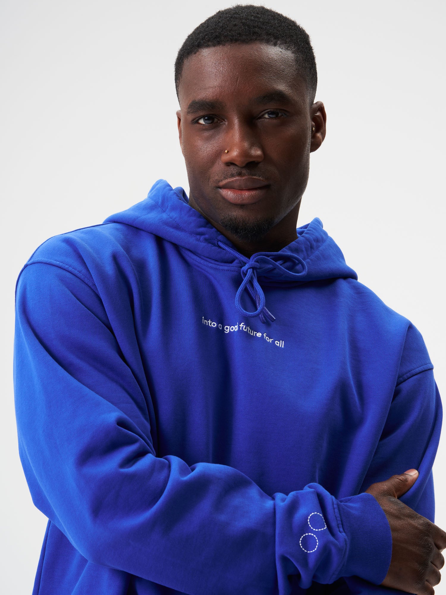 pinqponq-Hoodie-Unisex-Future-Blue-model-front-detail