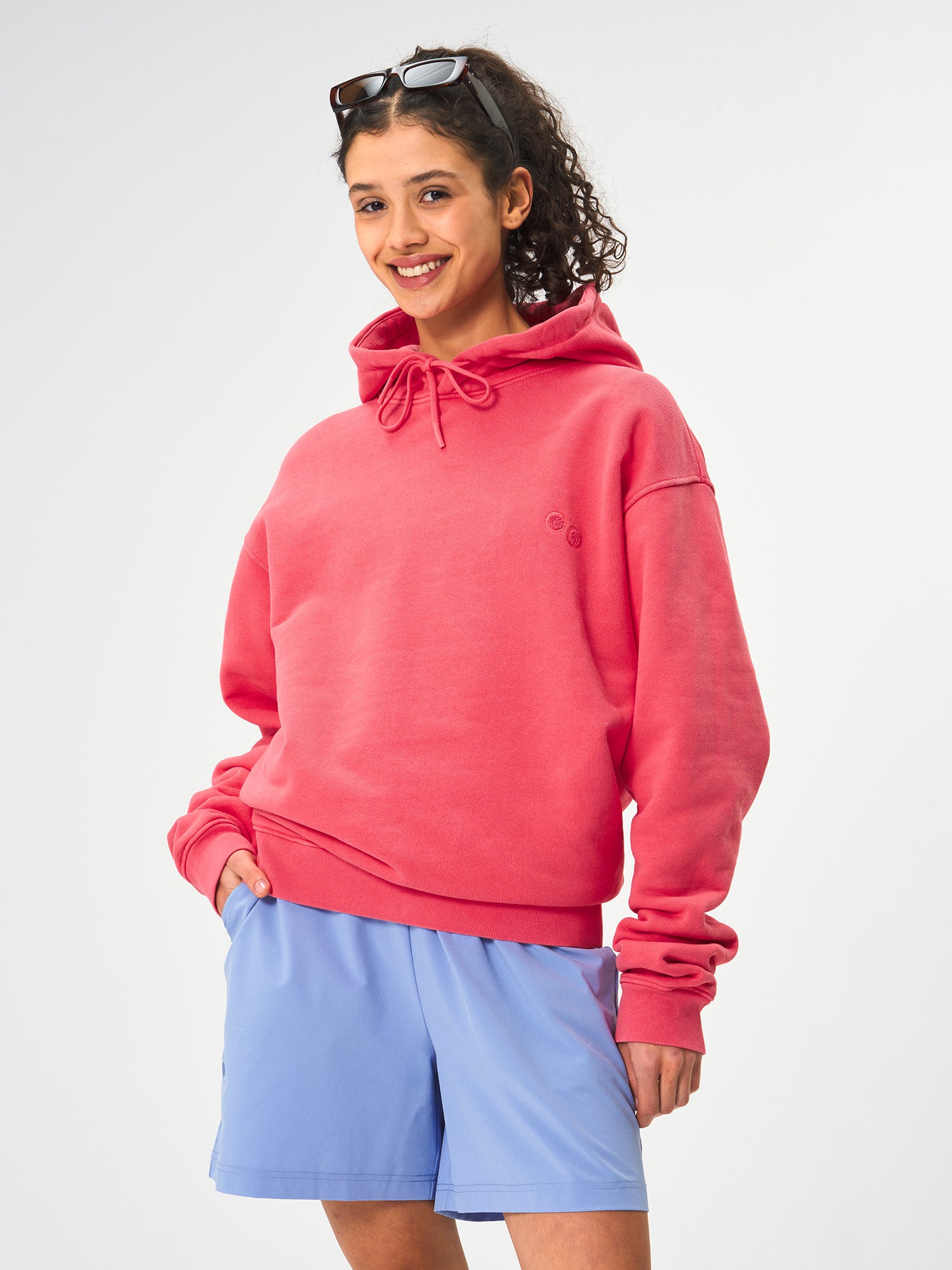 pinqponq-Hoodie-Unisex-Watermelon-Pink-model-front