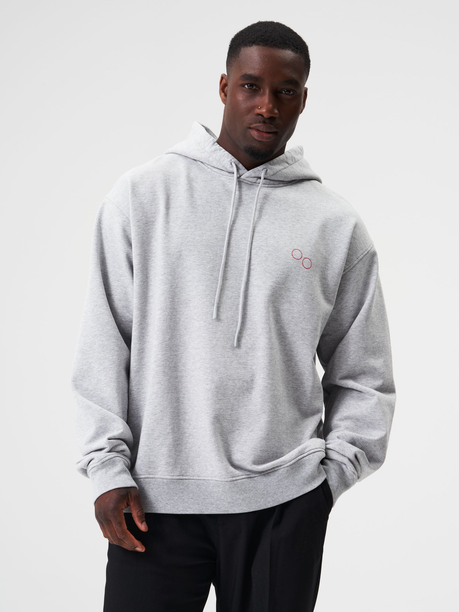 pinqponq-Hoodie-Unisex-Grey-Melange-Pelle-Cass-Tennis-model-front