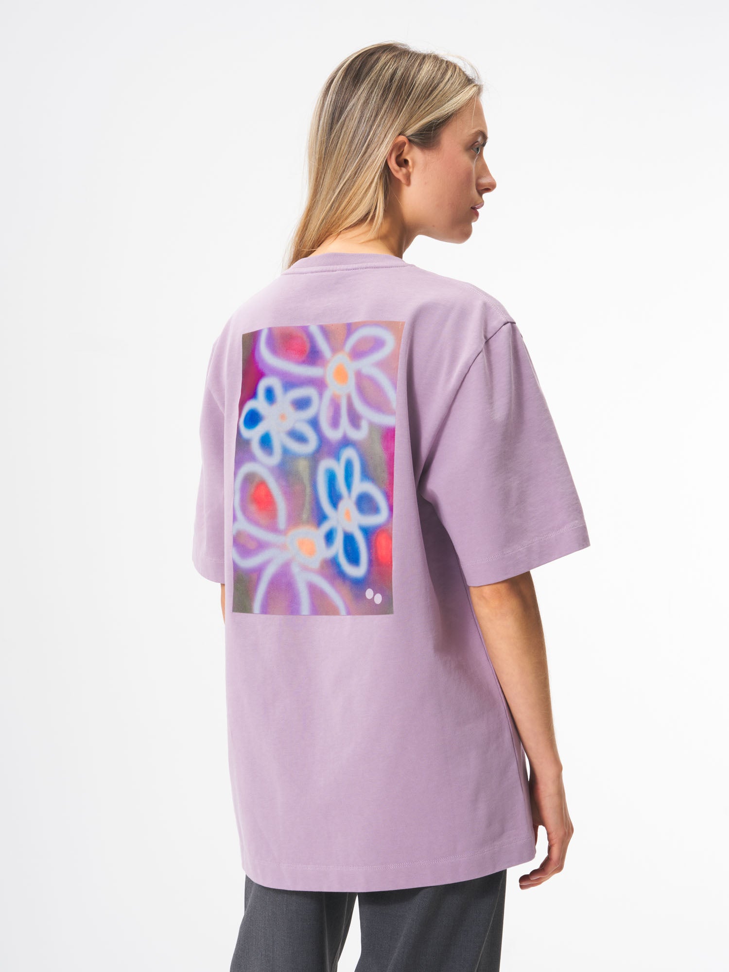 T-Shirt Cotton Graphic - Dusted Flowers Lilac (Male)