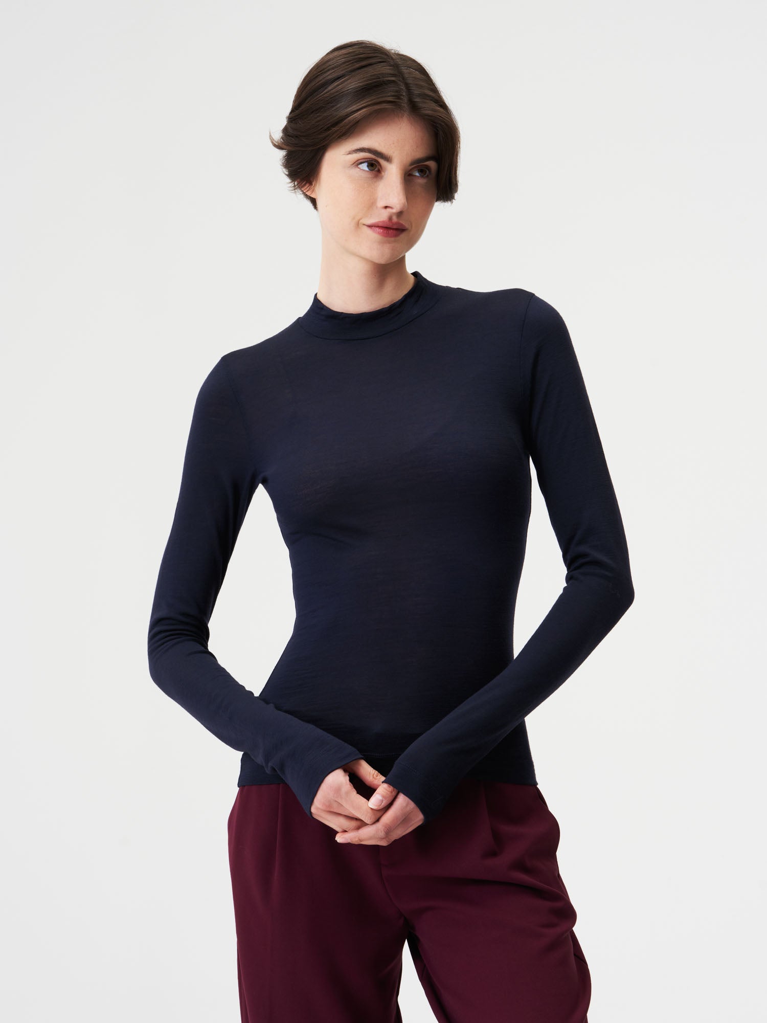 pinqponq-Mockneck-Longsleeve-Merino-Women-Sheep-Navy-model-front