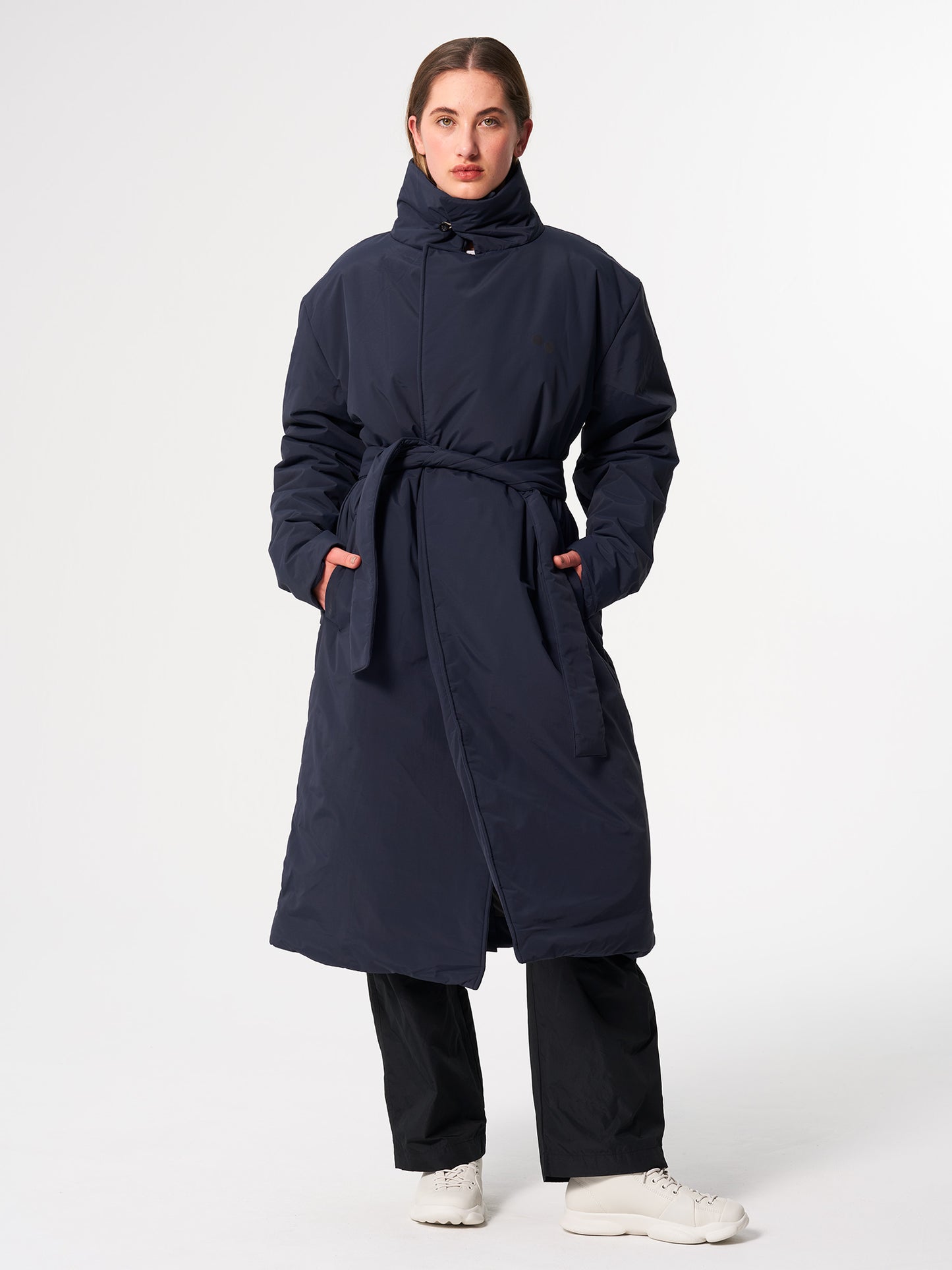 pinqponq-Padded-Trench-Coat-Fjord-Navy-model-front