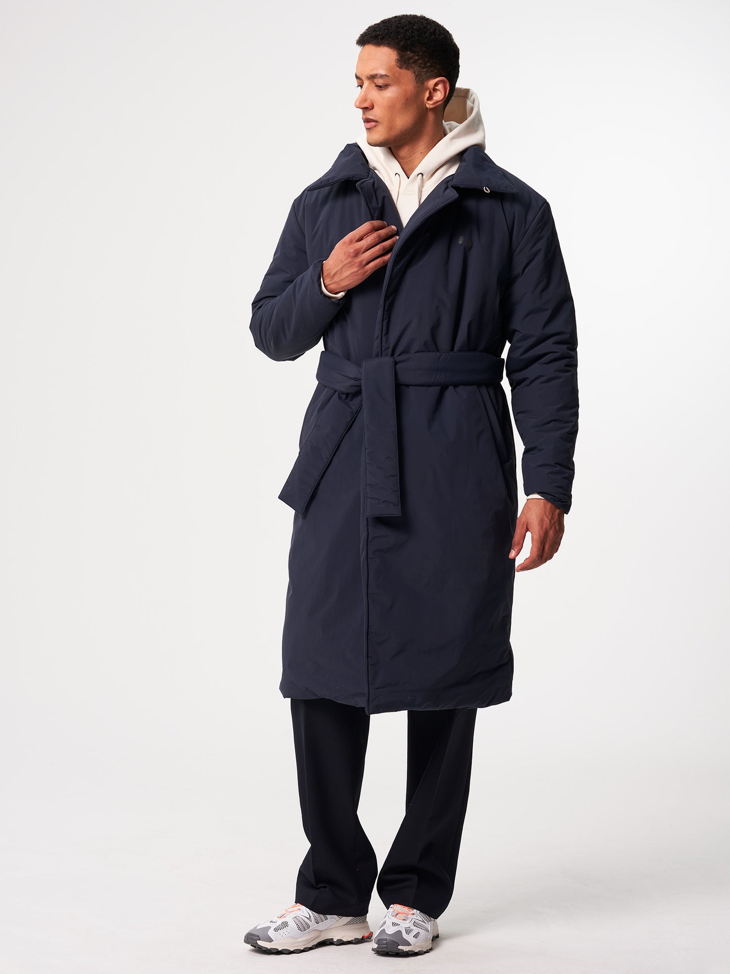 pinqponq-Padded-Trench-Coat-Fjord-Navy-model-front