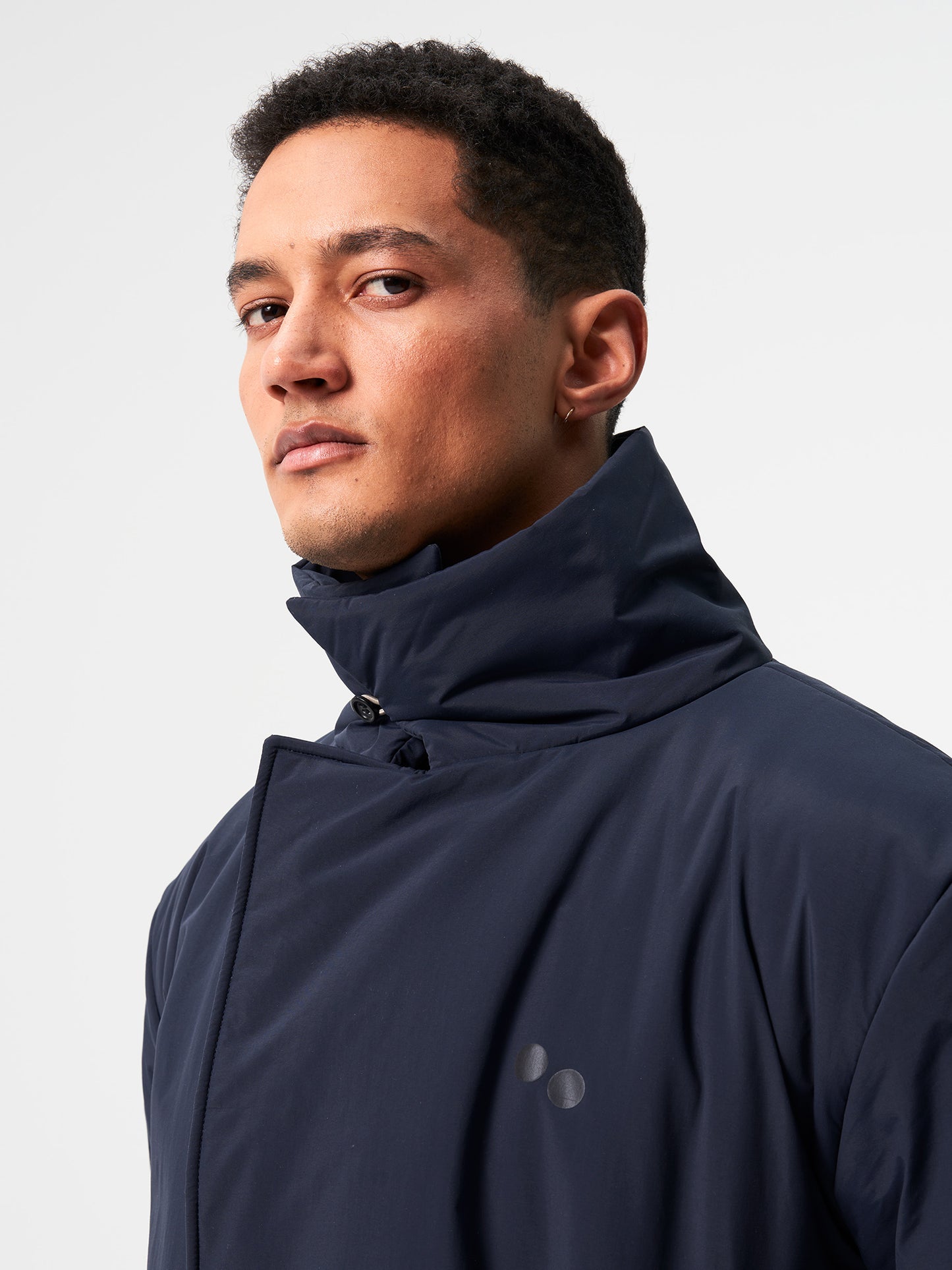 pinqponq-Padded-Trench-Coat-Fjord-Navy-model-side-detail