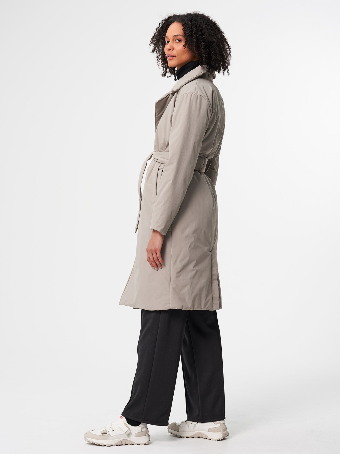 pinqponq-Padded-Trench-Coat-Cement-Taupe-model-side