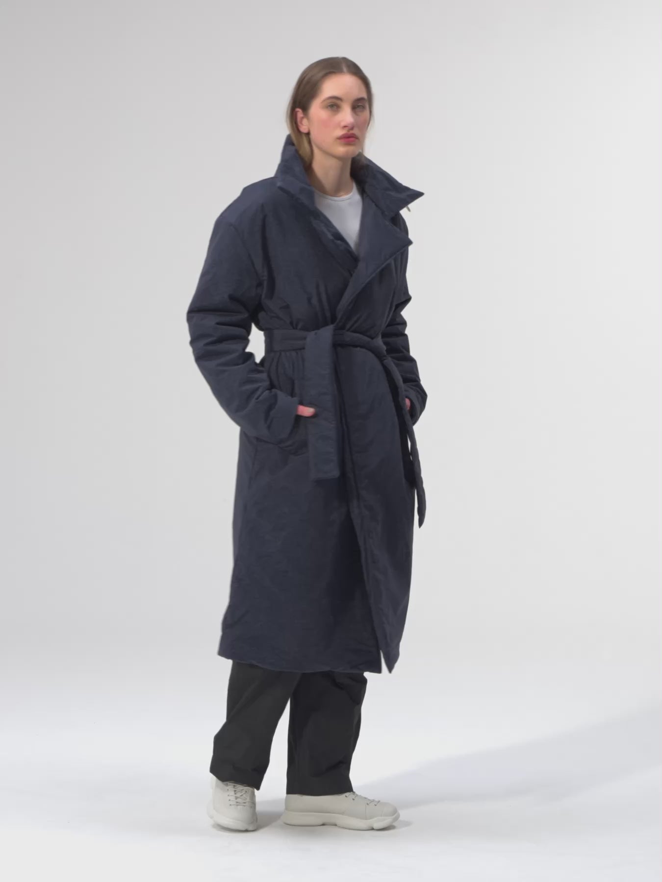 pinqponq-Padded-Trench-Coat-Fjord-Navy-model-video
