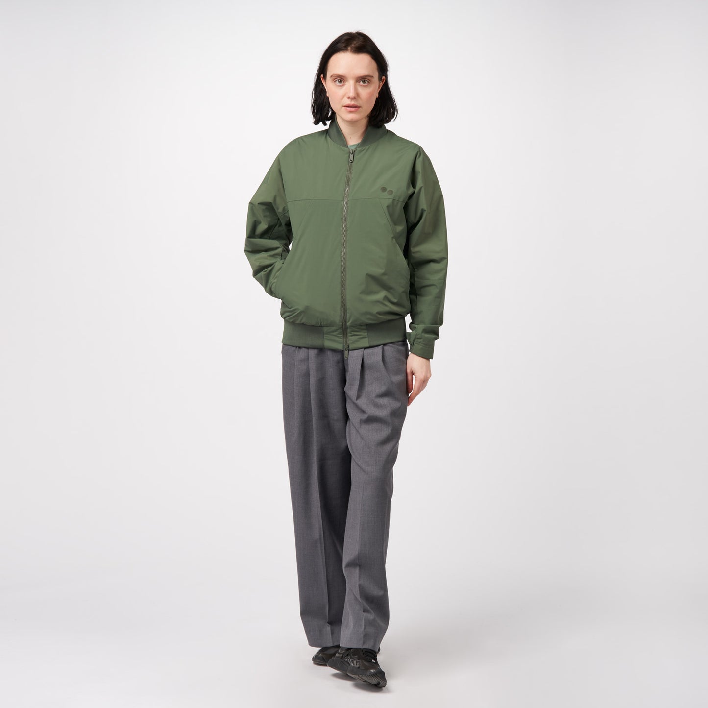 pinqponq-Bomber-Jacket-Unisex-Forester-Olive-model-front