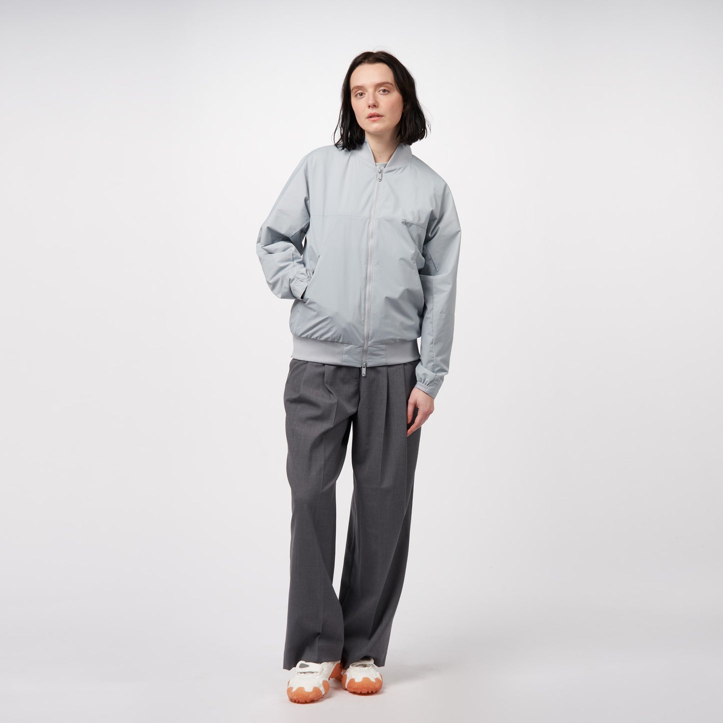 pinqponq-Bomber-Jacket-Unisex-Iced-Grey-model-front
