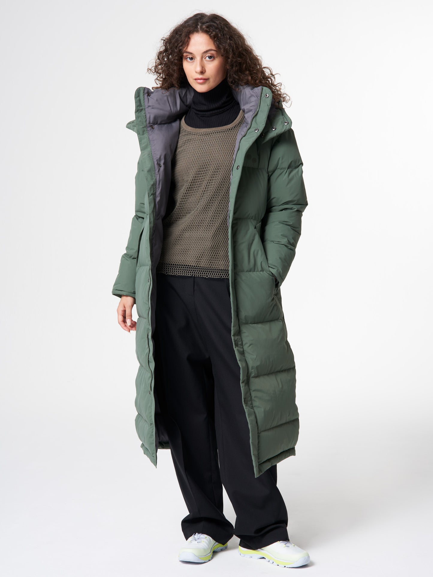 pinqponq-Puffy-Parka-Women-Forester-Olive-model-open